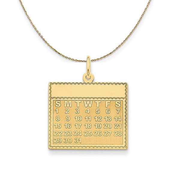 14k Yellow Gold Sunday Start Perpetual Calendar Necklace - 16 Inch